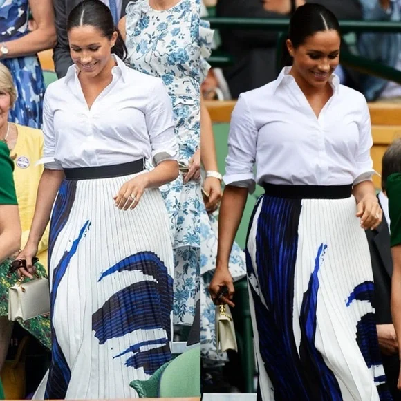 NWT Lane Bryant Blue, Black & White Colorblock Pleated Maxi Skirt Size 26/28 - Picture 14 of 14